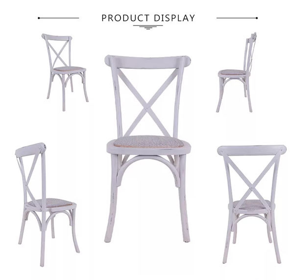 Multi Color Wedding Cross Back Chair Rattan Seat Durable Nordic Dining Chair