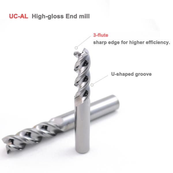 Carbide U-Groove End Mill for Aluminum 3 Flute DLC Coated
