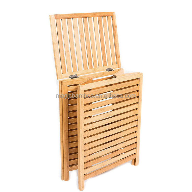 Foldable Bamboo Bathroom Rattan Storage Laundry Hamper Clothes Basket