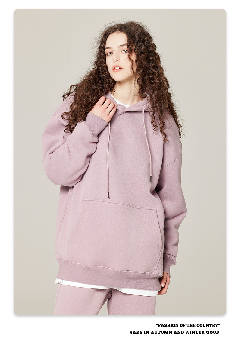 350G-700G Cotton French Terry Fleece Hooded Sweatshirt Men'S Oversized Loose Drop Shoulder