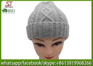 China Chinese manufactuer ladies winter knitting hat 45%cony hair 15%wool 40%Acrylic76g 20*20cm light grey keep warm wholesale