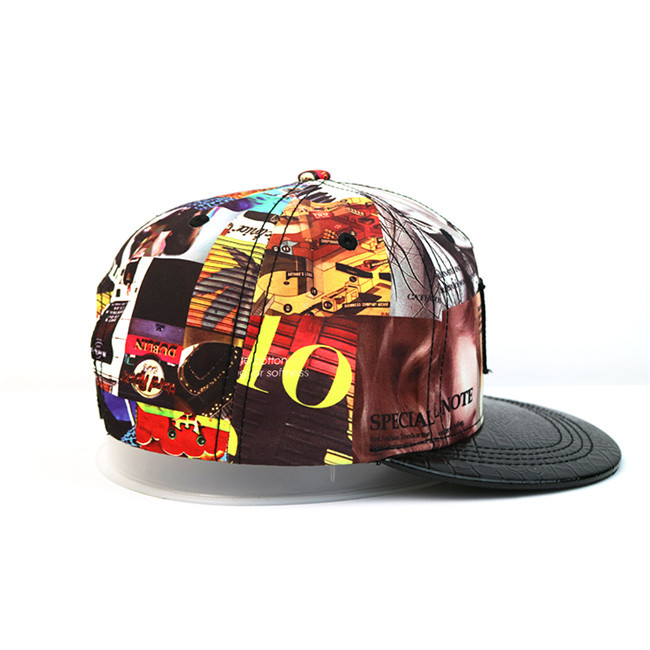 High - End ACE Unisex Creative Graffiti Snapback Curve Brim Cap Leather With Leather Patch