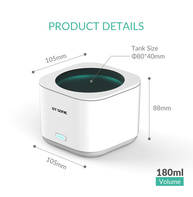 Mini Ultrasonic Jewerlry Cleaner with Super Low Noise and Cube structure 180ml 10W