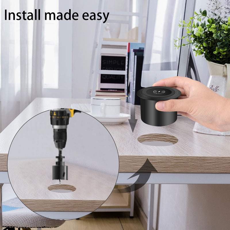 10W Embedded Wireless Charger In Desk