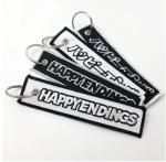 Personalised Name Embroidered Keyring Woven Fabric Strap Damask Material