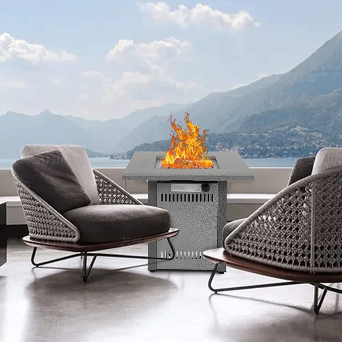 Modern Smoke Free Square Fire Pit Table Metal Propane Brazier For Patio