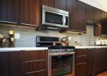 Dark Wood Grain Modern Kitchen Cabinet Doors Smooth Texture Appearance