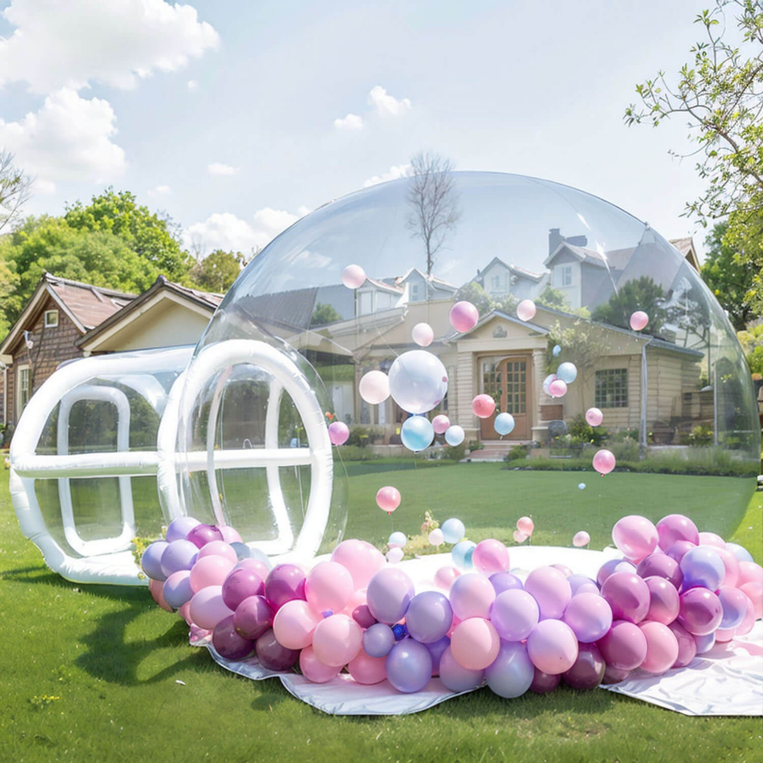Customized Size and Repair Kit Accessory Pink Inflatable Bubble House for Commercial