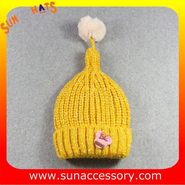 AK17024 Sun Accessory winter kids knitted beanie caps and hats with pom pom ,caps in stock MOQ only 3 pcs
