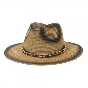 China Chain Jazz Straw Hat Spray Painted Beach Hat wholesale