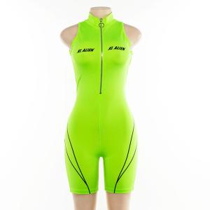 China Sexy Sleeveless Bodycon Jumpsuit Turtleneck Zipper Spandex / Polyester Anti Wrinkle wholesale