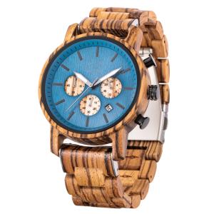 China Zebra Strap 3ATM RHOS Wooden VD53 Movement Quartz Watch wholesale