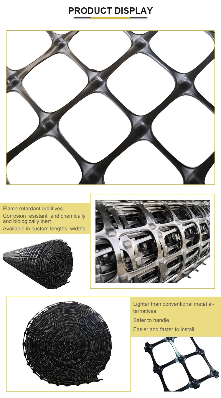 ODM PP Biaxial Plastic Soil Reinforcement Geogrid Mesh For Road Pavement Base