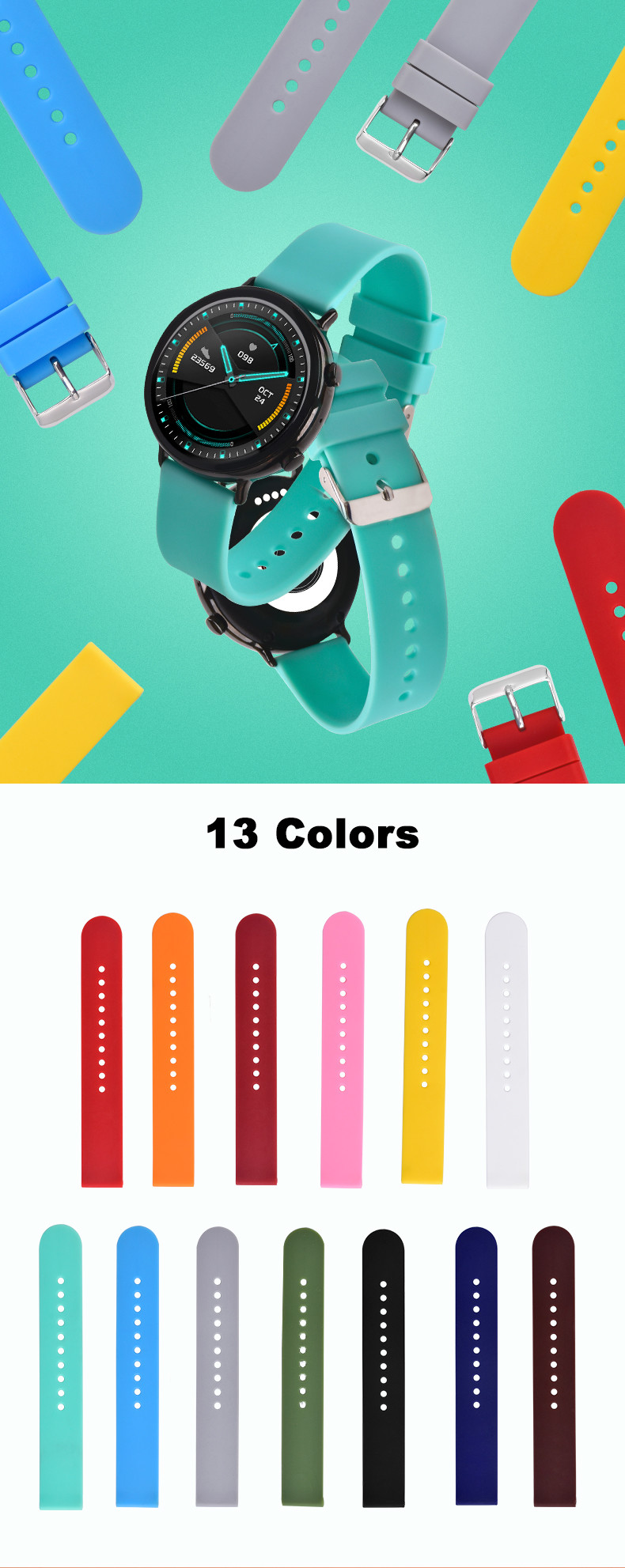 20mm TPU Watch Band , SHX Rubber Wrist Watch Straps Red Color