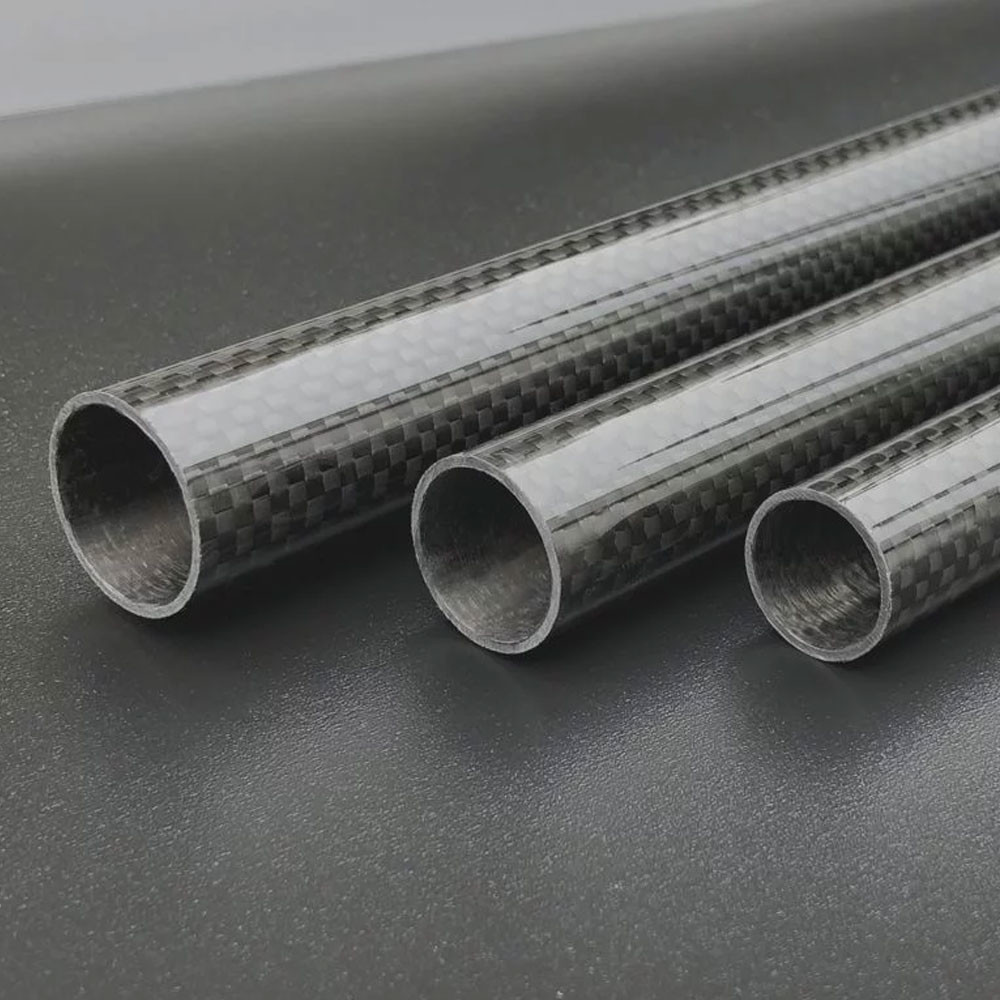 14x12x1000mm 3K CF Tube Carbon Fiber / Lightweight Fibre Tube 3K Roll Wrapped