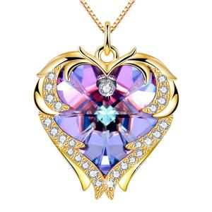 China 18 Inch 8.2 Austrian crystal Necklace Big Heart Necklace Crystal Rose Gold Colorful Crystal Womens Necklaces Gold wholesale