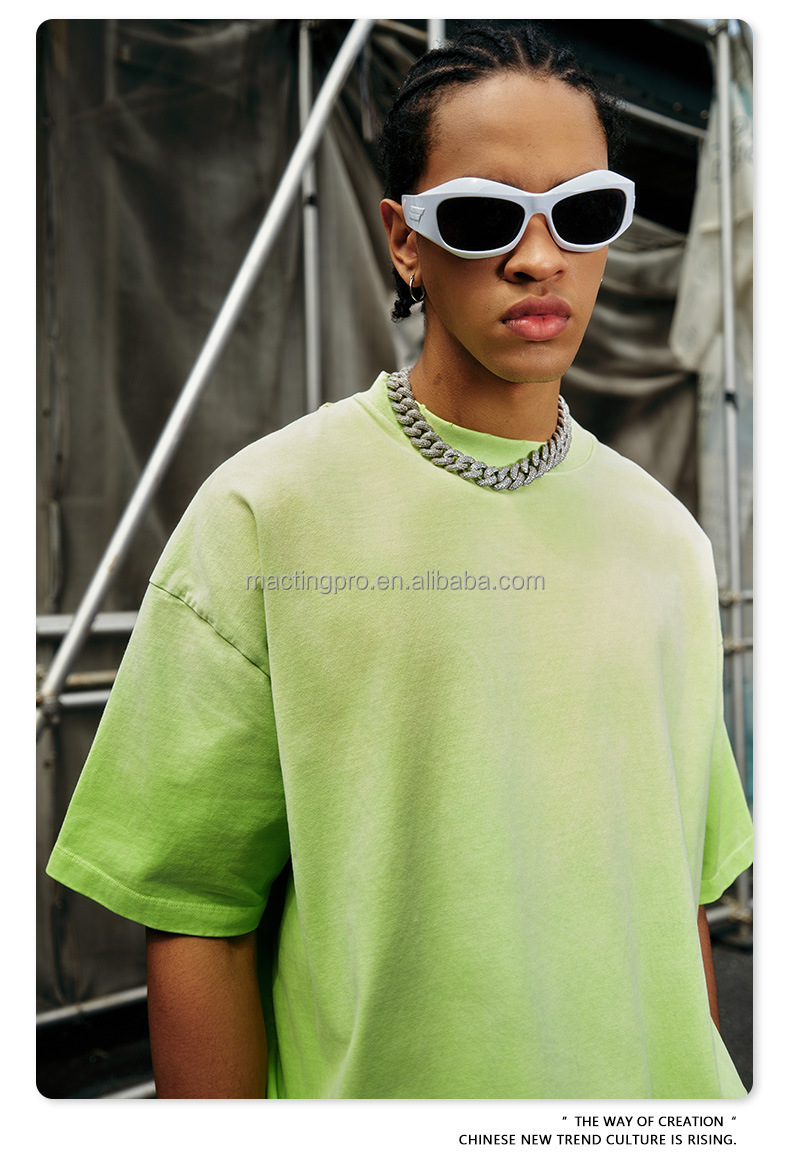 250 Gsm Oversized Streetwear Vintage Sun Faded Acid Wash T Shirt Oversized Men'S