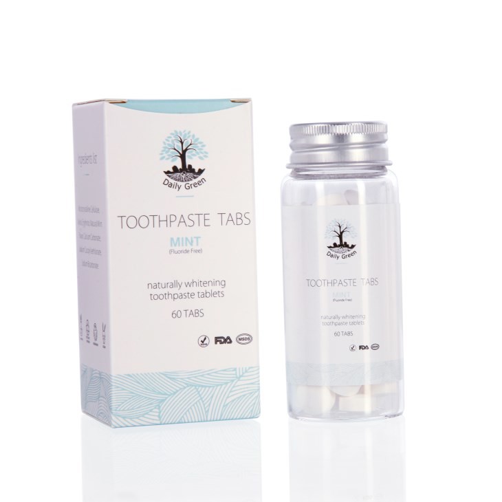 62 Pack Strong Mint Flavor Toothpaste Tablets With Fluoride 1445 ppm