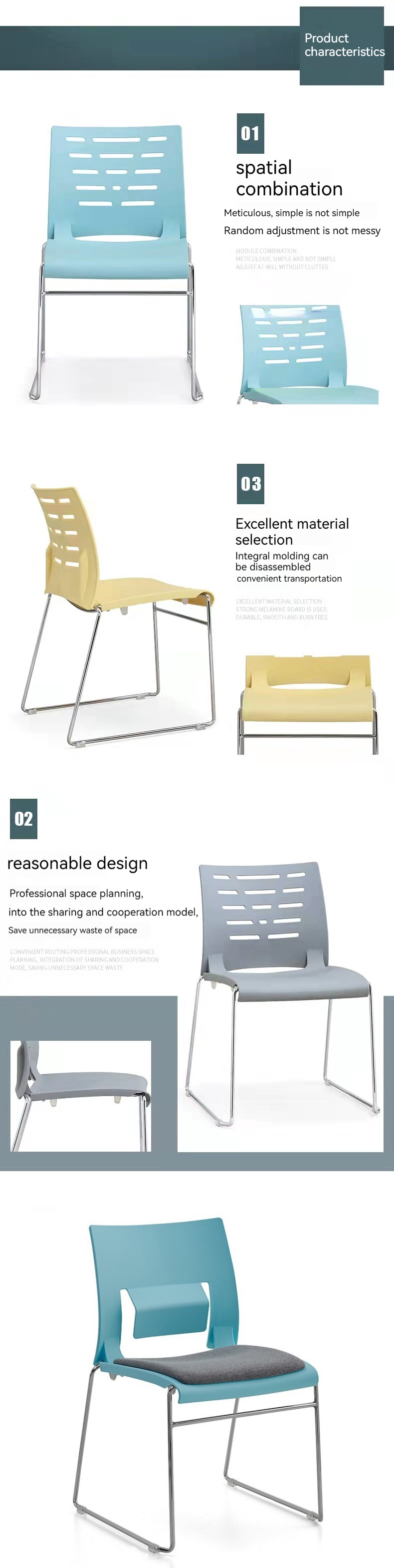 Fixed Arms PP Office Meeting Room Chair with Stackable Design and Optional Color