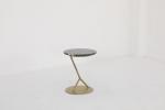 Sleek Marble End Table With Stainless Steel Base Antique Design
