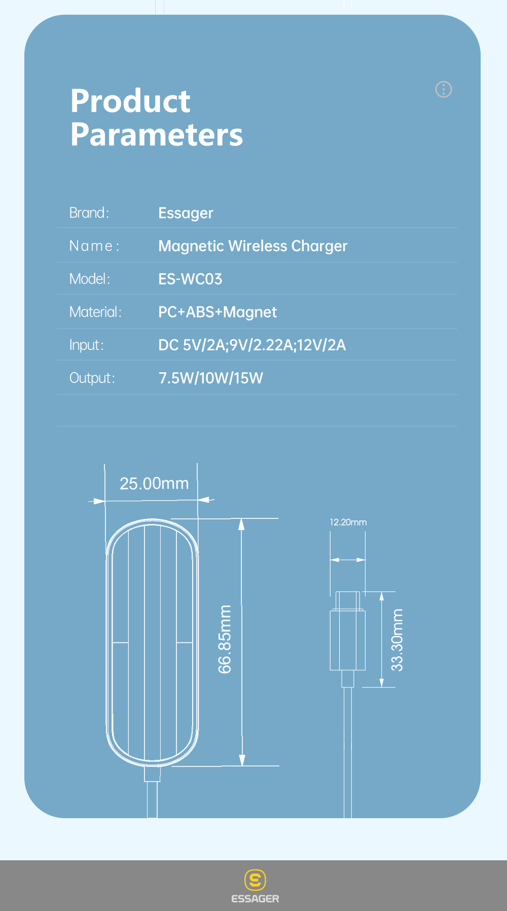 Essager 2022 Aurora New Style Magnetic Wireless Mini 15W Charger 10W 7.5W Mobile Phone Charger With Holder Function