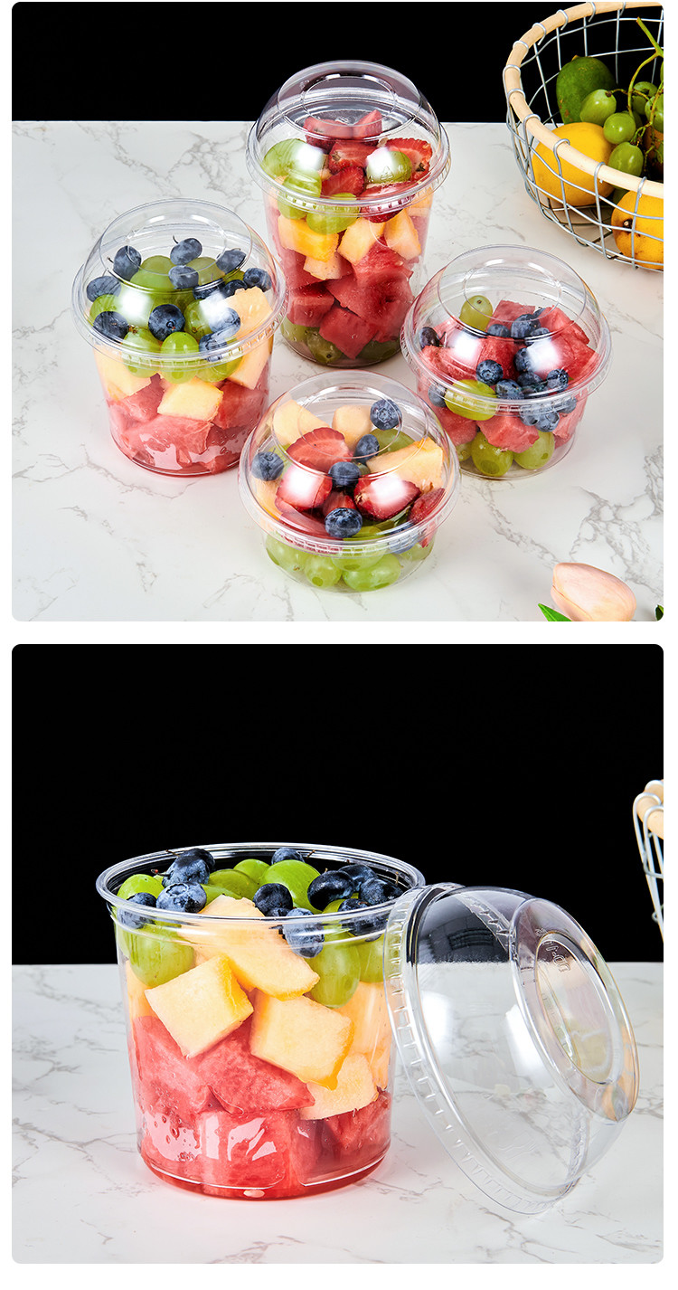 Customized PLA Salad Cup Compostable Transparent Clear Cold Frozen Food Packaging PLA Cups With Lid