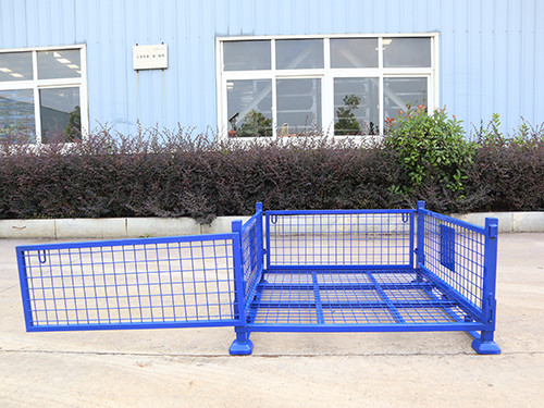 Galvanized Steel Collapsible Pallet Cage Powder Coated Folding Stackable Transport Solution