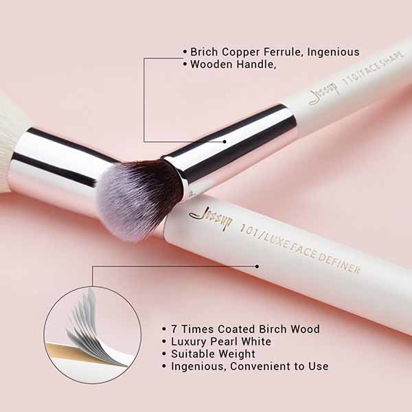 15.2cm 17.5cm Essential Makeup Brushes Set Dome Shaped Jessup Brush Set
