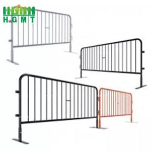 China Steel Portable Flat Feet 2.5 M Metal Barricades Road Barrier Black Pvc Coating Roadside Fence wholesale