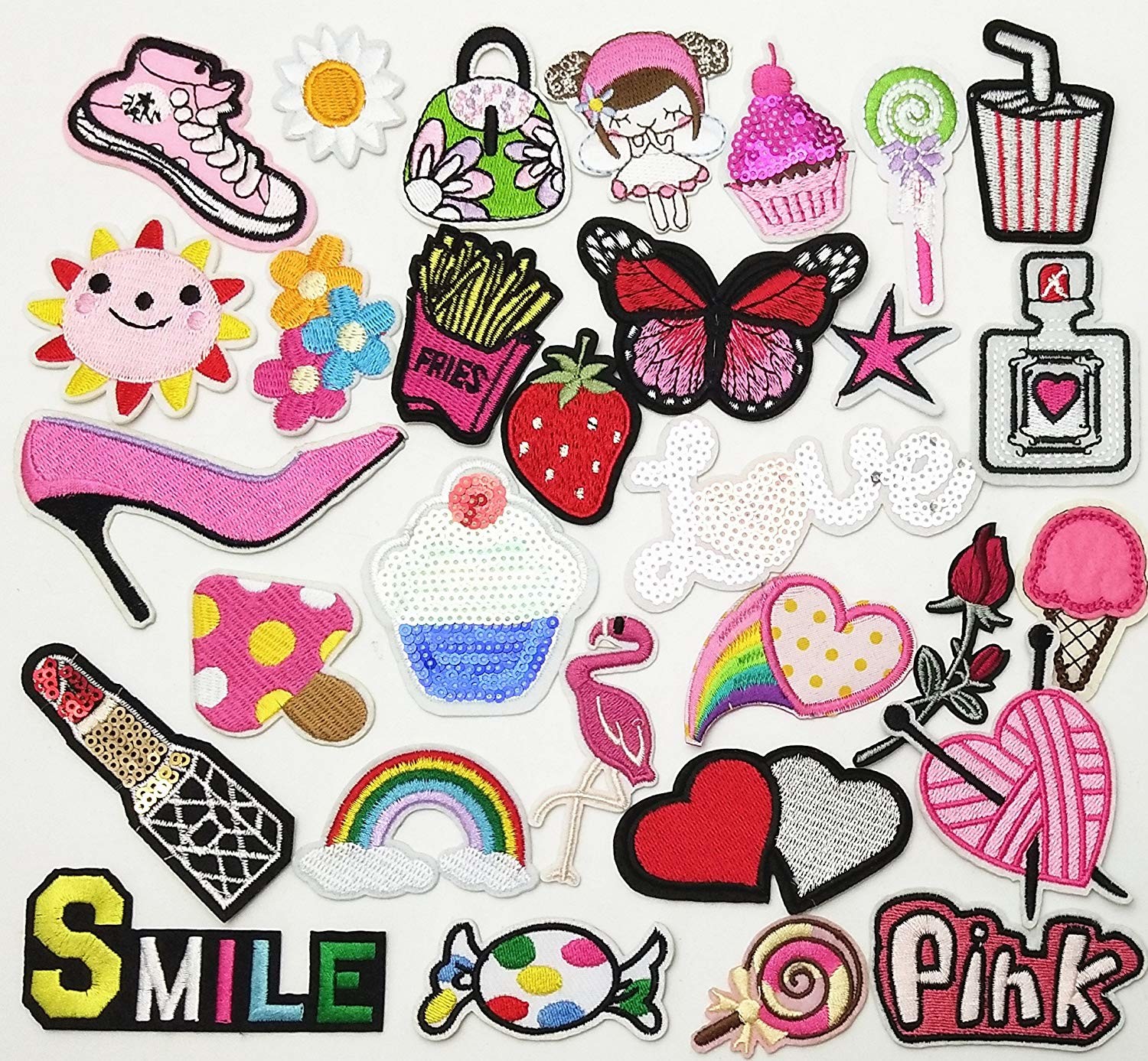 Kids Embroidered Custom Iron On Patches Applique Mushroom Butterfly