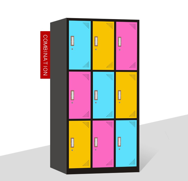 9 Door Powder Coating Metal Locker Storage Cabinet ISO9001