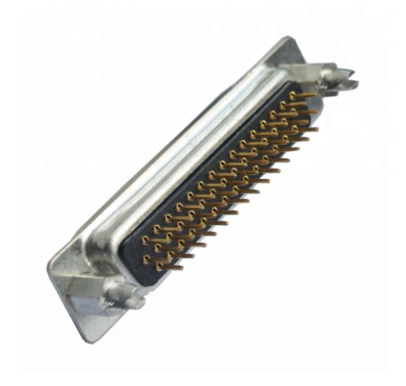 90 Degree 25 Pin D Sub Male Connector Two Rows Female DR With Back Shell