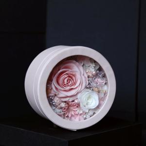 China New design long life flowers round leather box preserved rose gift for lover rose gift wholesale