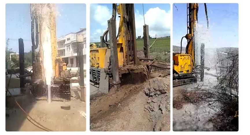 Large Tracked Pneumatic Borewell Machine For Rock Layer Drilling In 4400x2150x2200mm Size
