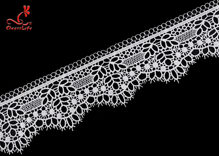 2 Inch Milk Yarn Water Soluble Lace Trim Scallop Side Chemical Embroidery White Ribbon Border