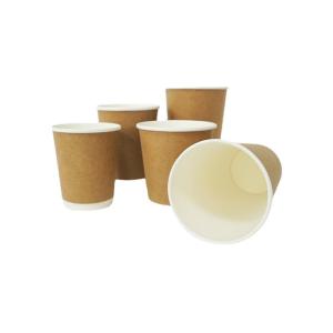 China Brown Office Kraft Double Wall Coffee Cup , Disposable Kraft Cups And Lids wholesale