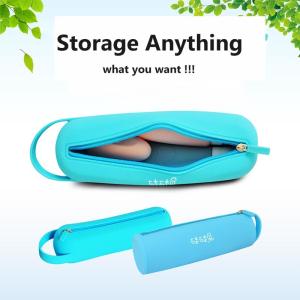 China Circular Pen Bucket Silicone Cosmetic Storage Bag Portable Waterproof Silicone Storage Bag Jewelry Silicone Bag wholesale