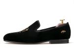 Luxury Mens Velvet Loafers Strap Casual Style Black Velvet Suede Shoes