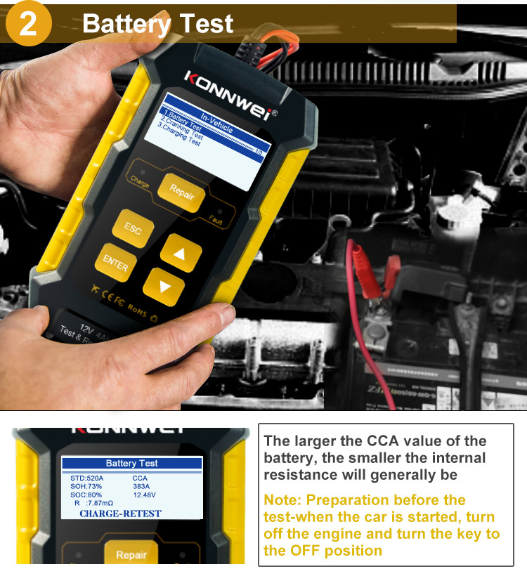 MCA 100Ah OBD2 EOBD Protocol Car Battery Tester For 12V Vehicles