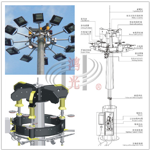 Airport 1000W Floodlighting High Mast Light Pole Short Construction Cycle