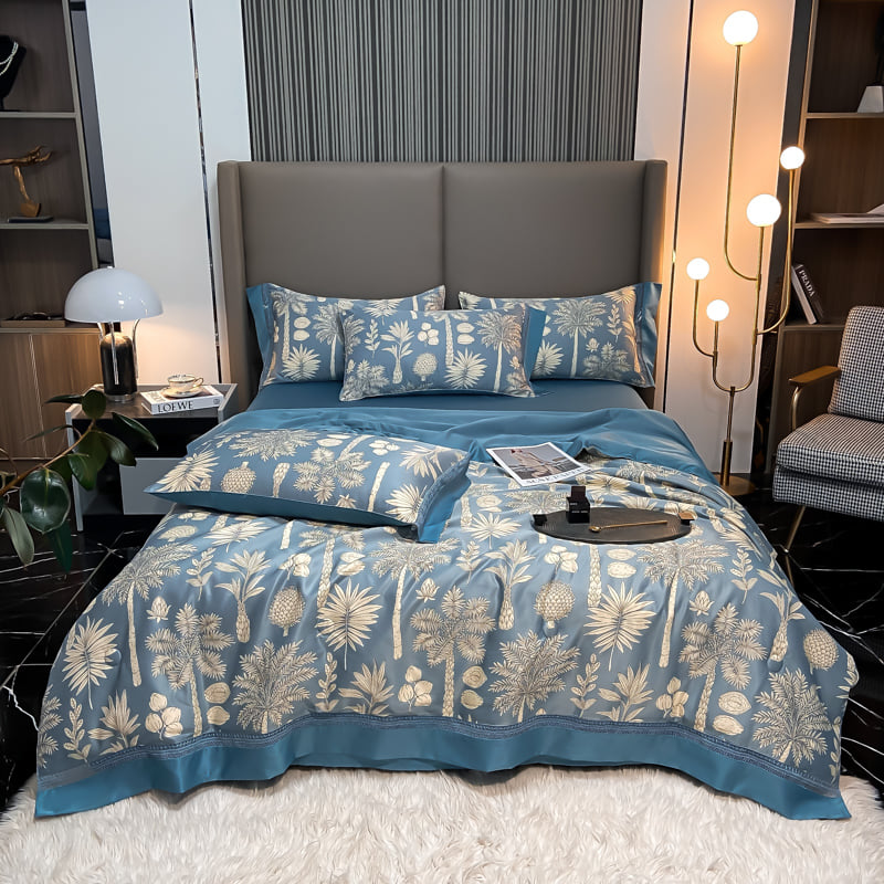 Stylish Tencel Modal Sheet Pillowcase Set with Embroidered Duvet Cover and Pillowcases