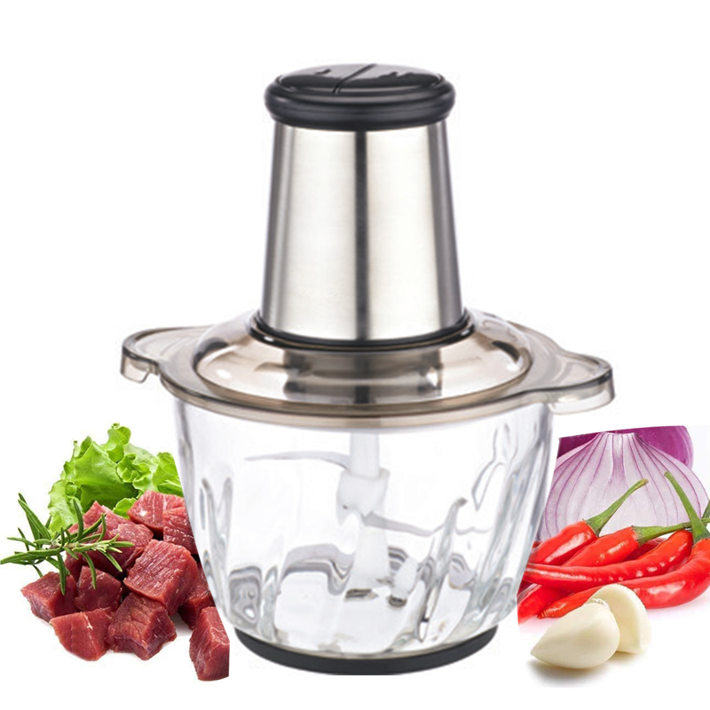 400W Blender Chopper Professional 2L Stainless Steel Glass Electric Meat Grinder