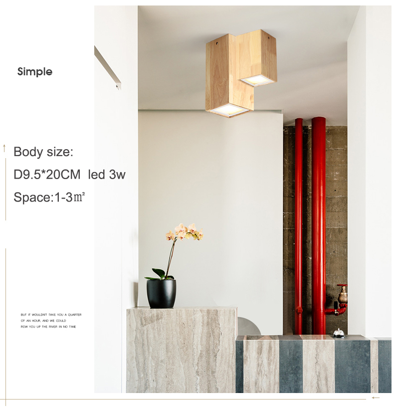 Nordic style round and square solid wood corridor led ceiling light living room Aisle wood led down light(WH-WA-57)