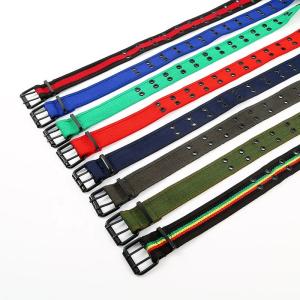 China Unisex Stitched Knitted Belt 105cm Double Grommet Web wholesale
