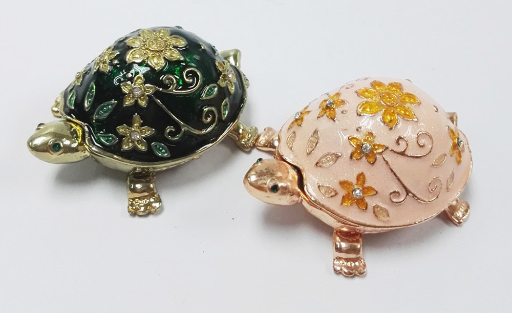 Turtle trinket jewelry box petwer metal jewelry box enamel decoration gifts box