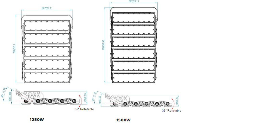 Meanwell Driver 1500W LED Sports Ground Floodlights For Football Stadium