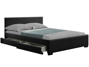 China White Faux Leather Upholstered Platform Storage Bed Frame With LED wholesale