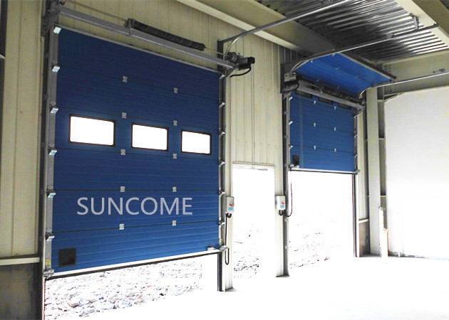 Industrial 40mm Width Insulated Mental Sectional Doors High frequency Motor