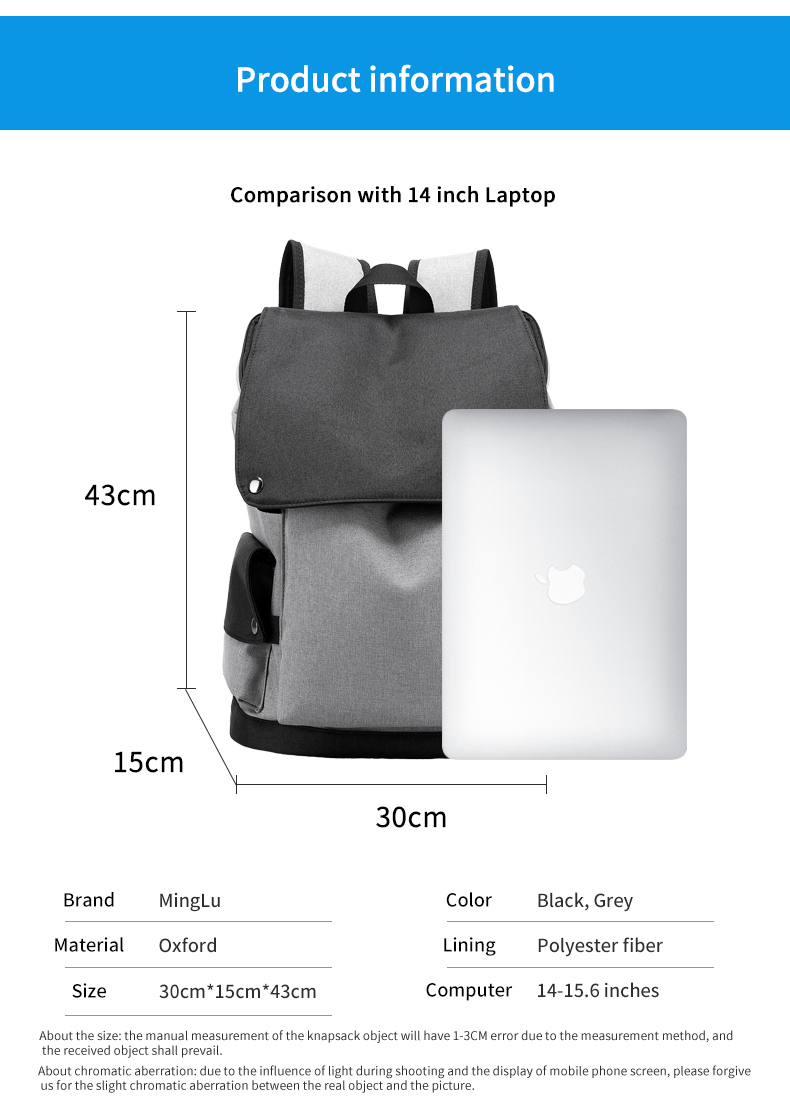 Factory wholesale high quality fashion waterproof USB trend mens school bags Laptop Backpack