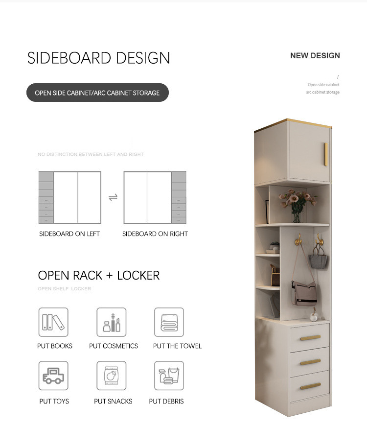 Home Modern Bedroom Furniture MDF Panel Freestanding Wardrobe Cabinet